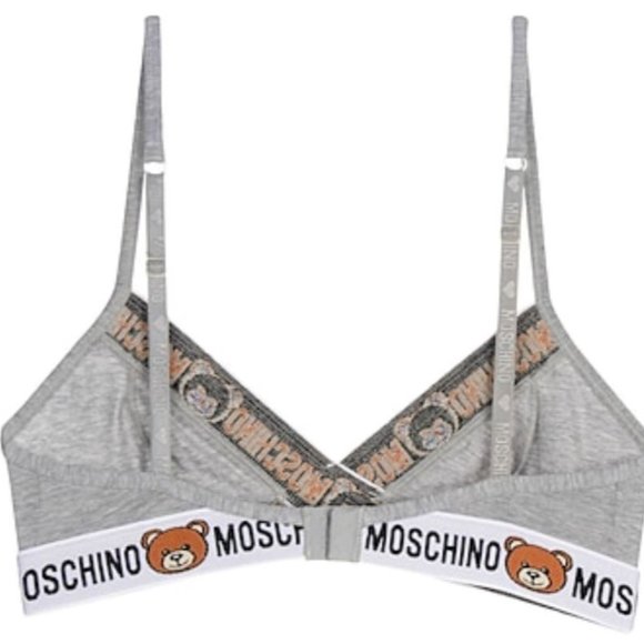 New Moschino Logo Grey Large Stretch Bra size 10( Large) - Picture 2 of 3
